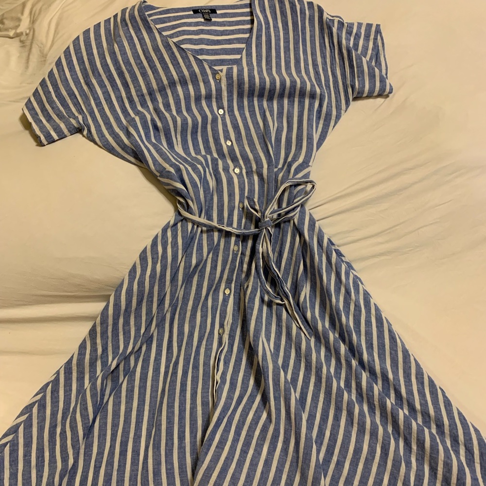 Chaps button down dress with belt tie